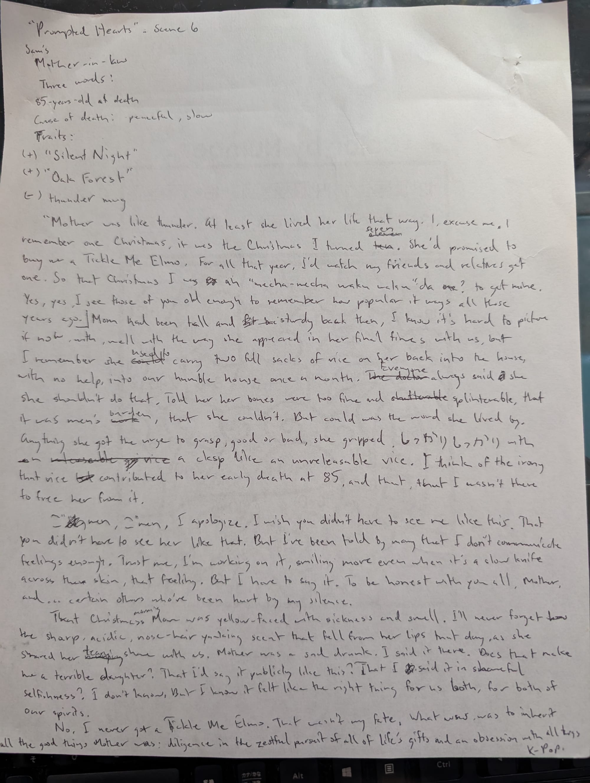 Hand-written version of scene 6 draft